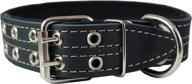 🐾 genuine leather dog collar, padded black, 1.5" wide. fits neck size 18"-22" for cane corso and rottweiler breeds logo