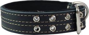 img 3 attached to 🐾 Genuine Leather Dog Collar, Padded Black, 1.5" Wide. Fits Neck Size 18"-22" for Cane Corso and Rottweiler Breeds