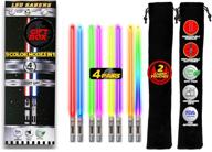 🔦 light up star wars led lightsaber chopsticks - glowing light saber chopsticks with removable handle, reusable and dishwasher safe - premium gift box and carry case included - 8 color modes - set of 4 pairs logo