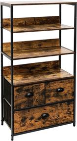 img 2 attached to 📚 Furologee 4-Tier Storage Shelf Unit with 3 Drawers - Versatile Organizer for Books, Photos, and Decorations in Multiple Rooms - Wood Top