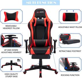 img 1 attached to 🎮 ALEAVIC High Back Racing Style Gaming Chair with Footrest - Ergonomic Adjustable Gamer Chair for Adults, Computer Gaming Chair with Headrest and Lumbar Support (Red)