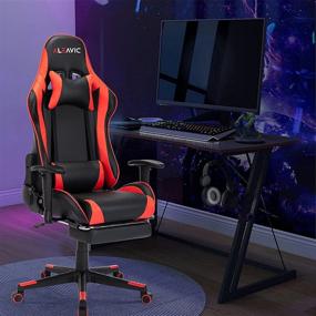 img 3 attached to 🎮 ALEAVIC High Back Racing Style Gaming Chair with Footrest - Ergonomic Adjustable Gamer Chair for Adults, Computer Gaming Chair with Headrest and Lumbar Support (Red)