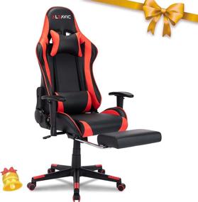 img 4 attached to 🎮 ALEAVIC High Back Racing Style Gaming Chair with Footrest - Ergonomic Adjustable Gamer Chair for Adults, Computer Gaming Chair with Headrest and Lumbar Support (Red)