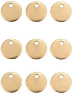 danlingjewelry 100 pcs 8mm golden color flat round charms for jewelry making - 304 stainless steel blank stamping tags with smooth surface logo