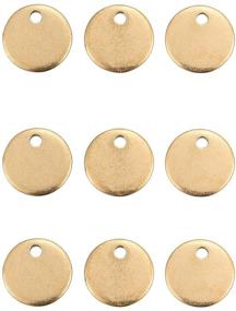 img 4 attached to DanLingJewelry 100 pcs 8mm Golden Color Flat Round Charms for Jewelry Making - 304 Stainless Steel Blank Stamping Tags with Smooth Surface