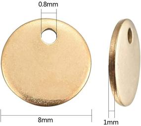 img 3 attached to DanLingJewelry 100 pcs 8mm Golden Color Flat Round Charms for Jewelry Making - 304 Stainless Steel Blank Stamping Tags with Smooth Surface