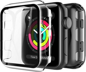 img 4 attached to 📱 LK 2-пакетный силиконовый чехол для Apple Watch 38 мм серии 3, серии 2, серии 1 - с встроенным защитным стеклом, жесткий корпус из пластика для iWatch 38 мм (прозрачный)