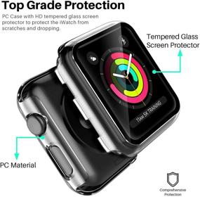 img 3 attached to 📱 LK 2-пакетный силиконовый чехол для Apple Watch 38 мм серии 3, серии 2, серии 1 - с встроенным защитным стеклом, жесткий корпус из пластика для iWatch 38 мм (прозрачный)