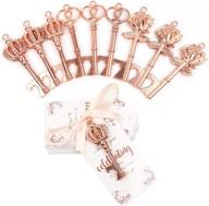 🔑 ourwarm 30pcs wedding favors skeleton key bottle opener with tag, rose gold key bottle opener with ribbon for guests, wedding gifts, bridal shower, housewarming party favors, rustic decorations, 3 styles логотип