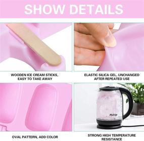 img 1 attached to 🍡 Purple Silicone Cakesicle Molds with Lids - 2 Pack Upgraded Large Ice Pop Molds for DIY Ice Popsicles, 6 Cavities Homemade Cake Pop & Ice Cream Mold, Oval Shape with 40 Wooden Sticks