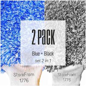 img 1 attached to 🧤 1776 Store Microfiber Car Wash Mitt Set of 2 - Premium Quality, Large Size (Blue and Black), Machine Washable
