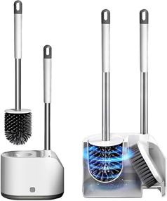 img 4 attached to 2-in-1 Silicone Toilet Brush and Holder Set for Efficient Bathroom Cleaning, Long Handle Scrubber for Toilet Corners, Floors & Walls