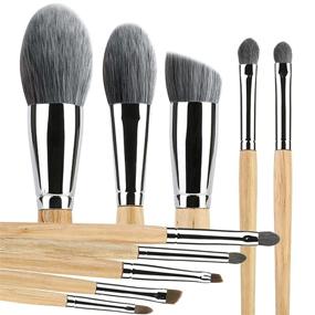 img 4 attached to 💄 Premium LOFRCIN Makeup Brush Set - 10 PCs with Wood Logs Handle for Synthetic Foundation, Eyeshadow, Concealer, Eyeliner, Blush, and Lip Makeup Brushes