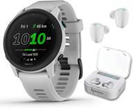 белый камень garmin forerunner 745 gps бег и триатлон умные часы в комплекте с наушниками wearable4u в белом цвете и чехлом с зарядным аккумулятором. логотип