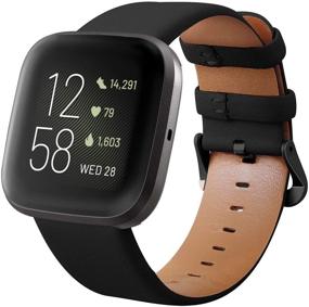 img 4 attached to 👌 Стильный кожаный ремешок для Fitbit Versa 2 - ремешки KADES для женщин и мужчин (черный)