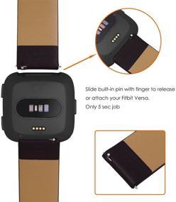 img 1 attached to 👌 Стильный кожаный ремешок для Fitbit Versa 2 - ремешки KADES для женщин и мужчин (черный)