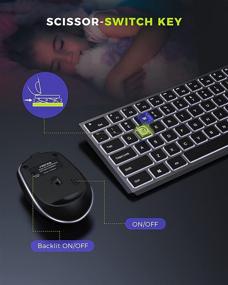 img 1 attached to 🔌 PEIOUS Backlit Wireless Keyboard and Mouse: Rechargeable USB Illuminated Combo for Mac and Windows 7/8/10