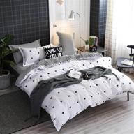 🛏️ lamejor queen size heart-shaped/striped pattern reversible duvet cover set - luxury bedding with comforter cover and pillowcases - white logo