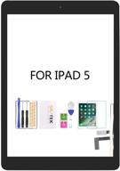 📱 srjtek ipad 5 air 1st gen a1474 a1475 a1476 screen replacement - touch screen digitizer glass assembly with home button, camera holder, and pre-installed adhesive stickers in black logo