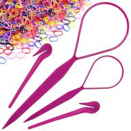 💁 girls hair rubber bands kit, ikoco topsy tail hair tools set with 2 hair band removers & 1000 colorful rubber bands for hair logo