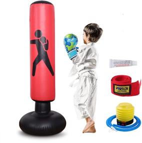 img 4 attached to 🥊 Indoor Portable Kids & Women's Inflatable Freestanding Punching Bag - Weighted Boxing Bag for Karate, Taekwondo, MMA Practices