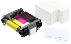 img 1 attached to 🖨️ Evolis Badgy 100-200 Color Ribbon YMCKO - CBGP0001C - 100 Prints with Bodno Premium CR80 30 Mil Graphic Quality PVC Cards - Bundle of 100