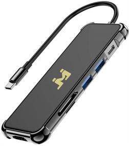 img 4 attached to 🔌 JVJ USB C Hub: 6 in 1 Multiport Adapter for MacBook Pro/Air - 4K HDMI, USB3.0, TF/SD Card Reader, Thunderbolt 3, Power Delivery Type C