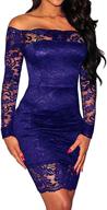 👗 kidsform women's off shoulder lace bodycon cocktail party dress, long sleeve bandage style - elegant & sexy logo