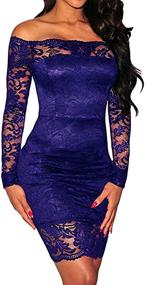 img 4 attached to 👗 Kidsform Women's Off Shoulder Lace Bodycon Cocktail Party Dress, Long Sleeve Bandage Style - Elegant & Sexy