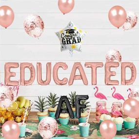 img 1 attached to Geloar Educated AF Balloons Banner: Stylish Class of 2021 Graduation Party Supplies in Rose Gold