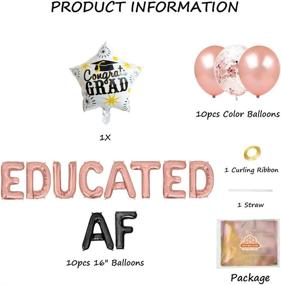 img 3 attached to Geloar Educated AF Balloons Banner: Stylish Class of 2021 Graduation Party Supplies in Rose Gold