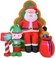 6-ft santa claus inflatable chair decoration with elf for home, garden, lawn, yard, party, indoors & outdoors logo