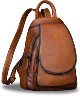 🎒 vintage handmade leather rucksack backpack for women - handbags and wallets logo