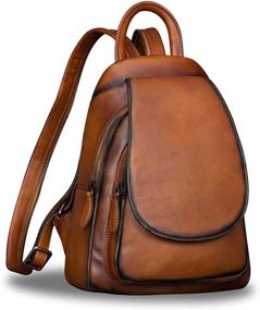 img 4 attached to 🎒 Vintage Handmade Leather Rucksack Backpack for Women - Handbags and Wallets