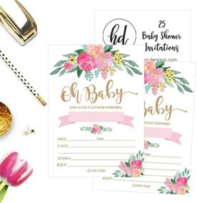 img 2 attached to 🌸 25 Adorable Floral Oh Baby Shower Invitations For Girls, Pink Blush Gold Flowers Design Perfect for Personalized Vintage Coed Themed Party — High-Quality Cardstock Paper Supplies, Decorations, and Customizable Fill-In Invitation