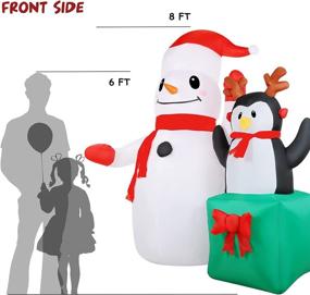 img 2 attached to 🎅 HOOJO 8 FT Christmas Inflatables Outdoor Decorations with Rotating Colorful Lights - Snowman with Penguin on Box for Holiday, Party, Yard, Garden, Lawn