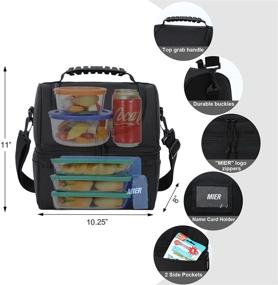 img 3 attached to 🥪 Insulated Lunch Bag for Adults - MIER Large Cooler Tote Bag for Men and Women, Double Deck Cooler (Black)