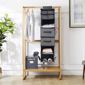 img 3 attached to 🗄️ TAVOLOZZA 6-Shelf Closet Organizer with Divisible Drawers, Side Pockets, Grey, 13" L x 12.2" W x 42.5" H - Hanging Shelves for Enhanced Storage