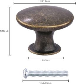img 1 attached to 🔘 Pack of 6 Round Kitchen Cabinet Knobs Dresser Drawer Handles, Antique Brass, Complete with Screws, RJDJ 1.18-inch Diameter Hardware for Doors and Bathrooms