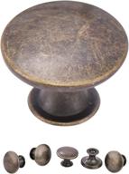 🔘 pack of 6 round kitchen cabinet knobs dresser drawer handles, antique brass, complete with screws, rjdj 1.18-inch diameter hardware for doors and bathrooms logo