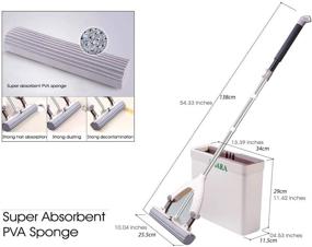 img 3 attached to 🧽 Sponge Mop and Bucket Set: 3pcs Replacement Mop Heads, Exclusive Squeeze System, Touchless Wringing, Extendable Handle - Perfect for Tile, Stone, Wood Floor, and Laminate Floors!