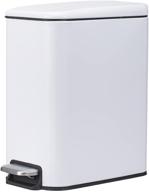 yctec 1.3 gallon soft close trash can with lid: compact step garbage bin for bathroom, bedroom, and office - anti-fingerprint matte white finish logo