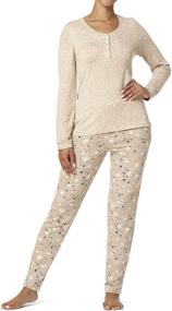 img 2 attached to HUE Womens Textured Henley Doeskin Snowstar