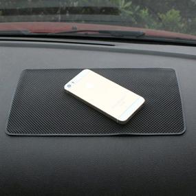 img 4 attached to 🚗 Tianmei 10.6in x 6.1in Extra Large Anti-Slip Rubber Pad - Universal Non-Slip Mat for Car Dashboards - Cell Phones, Sunglasses, Keys, Coins, and More - Pure Black