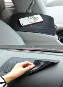 img 1 attached to 🚗 Tianmei 10.6in x 6.1in Extra Large Anti-Slip Rubber Pad - Universal Non-Slip Mat for Car Dashboards - Cell Phones, Sunglasses, Keys, Coins, and More - Pure Black