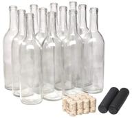 north mountain supply 750ml glass bordeaux wine bottle package - 12-pack with premium corks and pvc shrink capsules - flat-bottomed cork finish logo