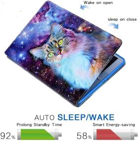 img 2 attached to 🐱 KEROM Slim PU Leather Folio Stand Case for iPad 9.7 inch (6th Gen 2018/ 5th Gen 2017), iPad Air 2 (2014), iPad Air (2013) - Space Cat Design + Auto Wake Sleep