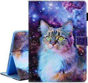 img 4 attached to 🐱 KEROM Slim PU Leather Folio Stand Case for iPad 9.7 inch (6th Gen 2018/ 5th Gen 2017), iPad Air 2 (2014), iPad Air (2013) - Space Cat Design + Auto Wake Sleep