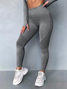 img 1 attached to 👖 OQQ Women's High Waist Leggings with Long Sleeve Crop Top Set - Perfect Yoga 2 Piece Workout Outfit