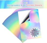 🌟 premium printable a4 holographic sticker paper - 20 sheets, quick-drying, glossy, die-cut machine compatible, ideal for scrapbooking, self-adhesive, inkjet/laser printer compatible logo